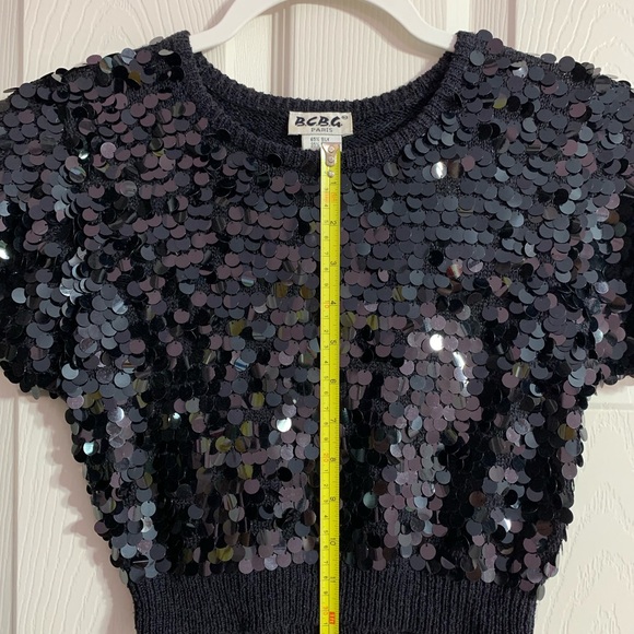 VTG BCBG Paris silk sequin cropped top - small - Picture 3 of 4